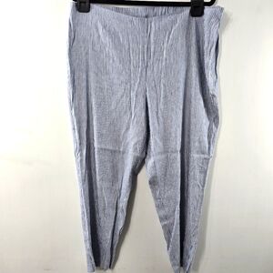 J. Jill Linen Stretch Straight Slim Pinstripe Side Zip Stretchy Crop Ankle Pants